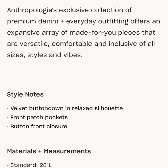 🧳 Pilcro Relaxed Velvet Buttondown - Picture 9 of 9